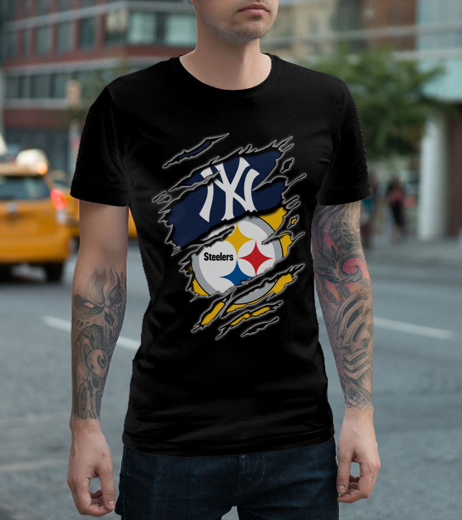 New York Yankees Pittsburgh Steelers Fan Fusion T-Shirt