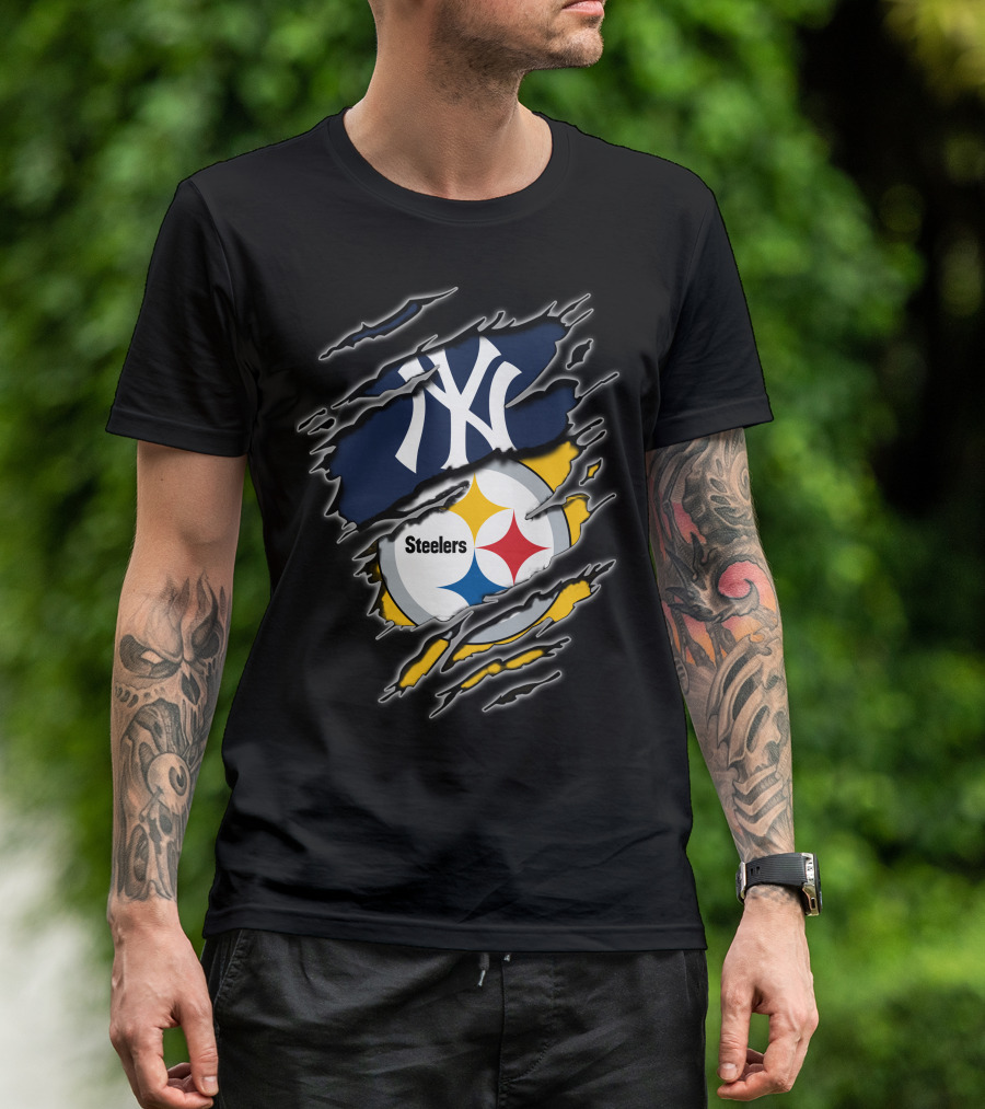 New York Yankees Pittsburgh Steelers Fan Fusion T-Shirt