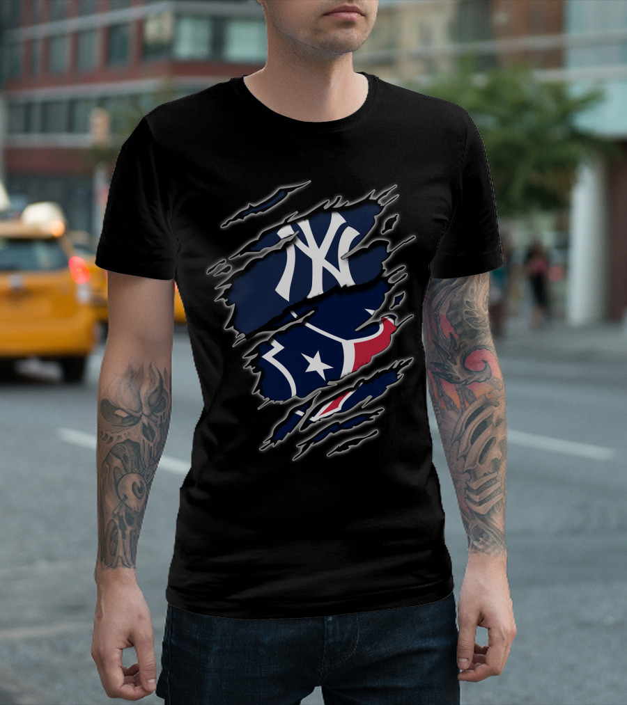 New York Yankees Houston Texans Fans T-Shirt