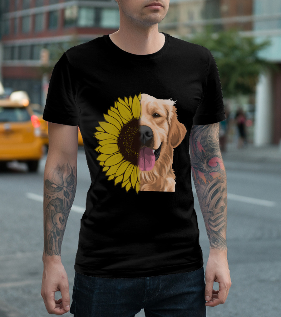 Golden Retriever And Sunflower Harmony T-Shirt
