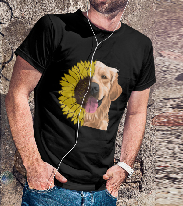 Golden Retriever And Sunflower Harmony T-Shirt