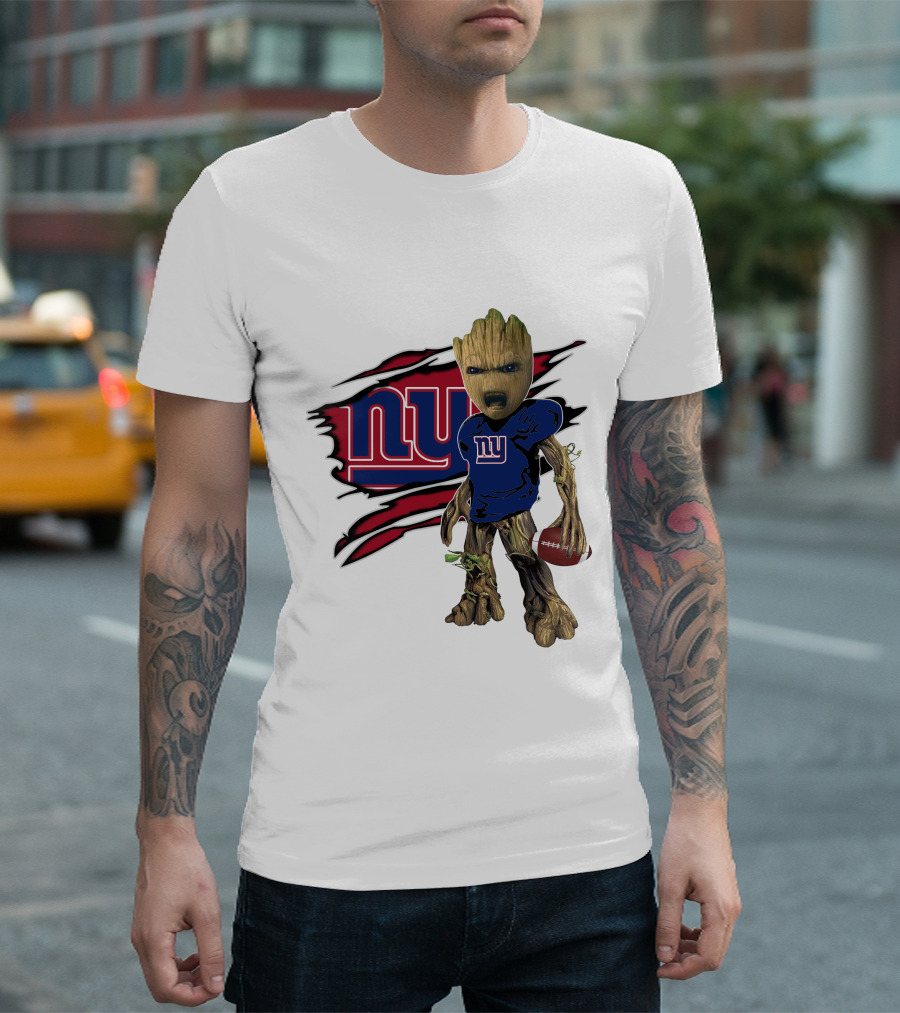 I Am Groot New York Giants Football Fan Mashup T-Shirt