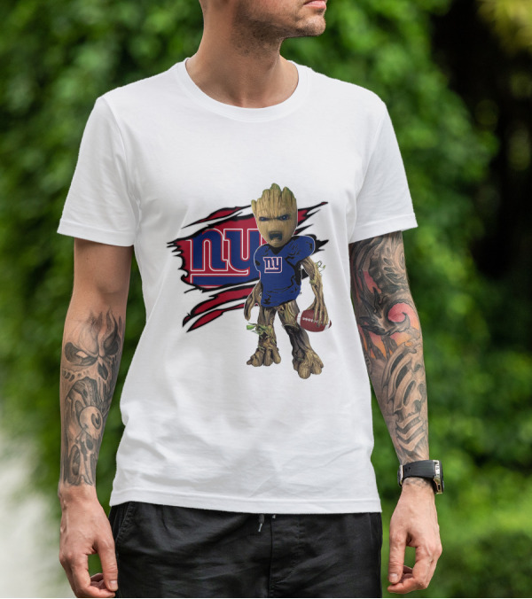 I Am Groot New York Giants Football Fan Mashup T-Shirt
