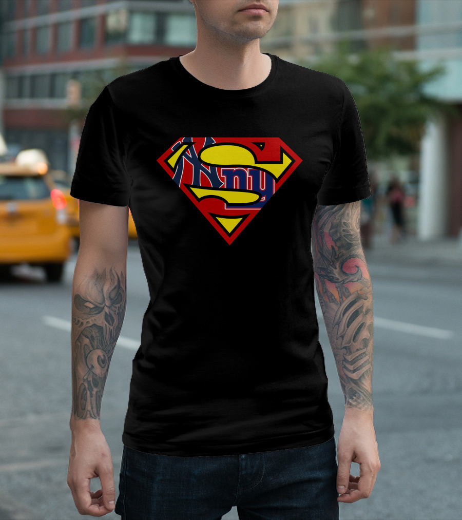 Yankees Giants Superman Logo Mashup T-Shirt
