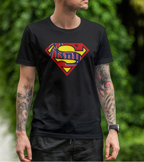 Yankees Giants Superman Logo Mashup T-Shirt