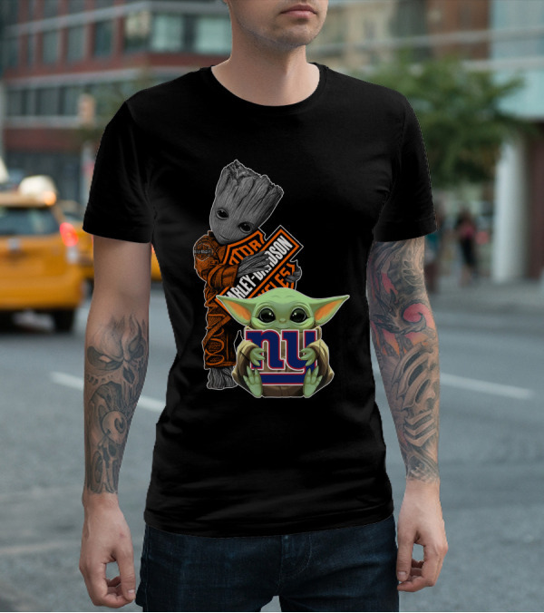 Groot Harley Davidson Baby Yoda New York Giants Icons T-Shirt