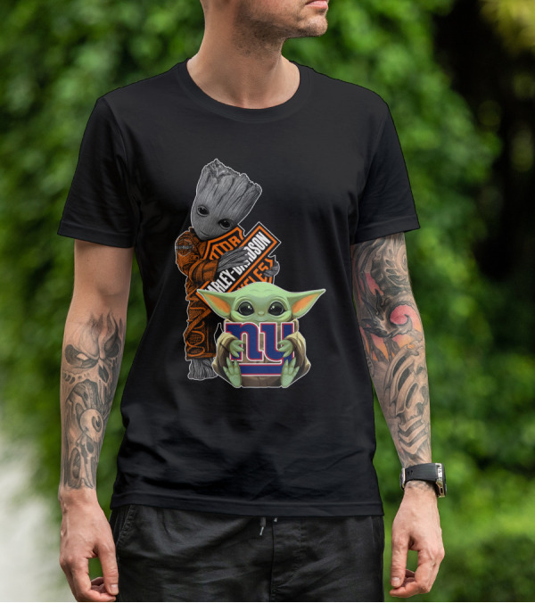 Groot Harley Davidson Baby Yoda New York Giants Icons T-Shirt