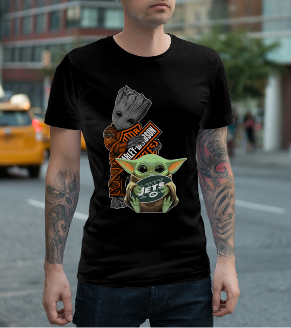 Groot Harley Davidson Baby Yoda Jets T-Shirt