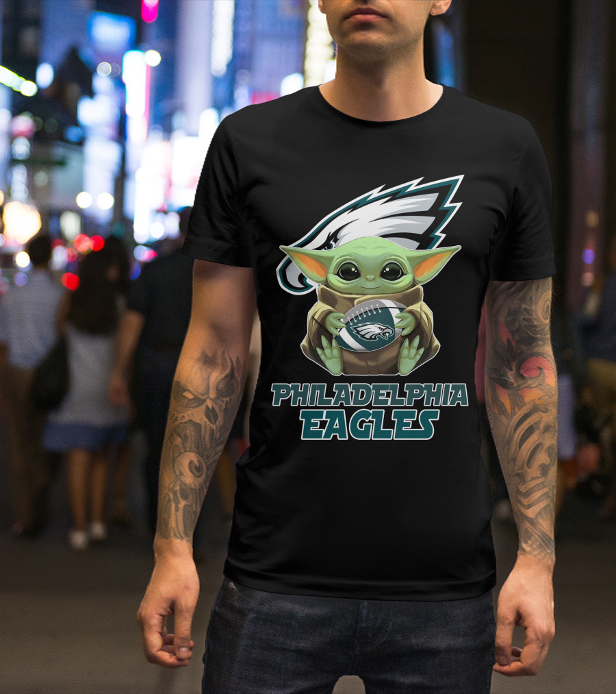 Philadelphia Eagles Baby Yoda Football T-Shirt