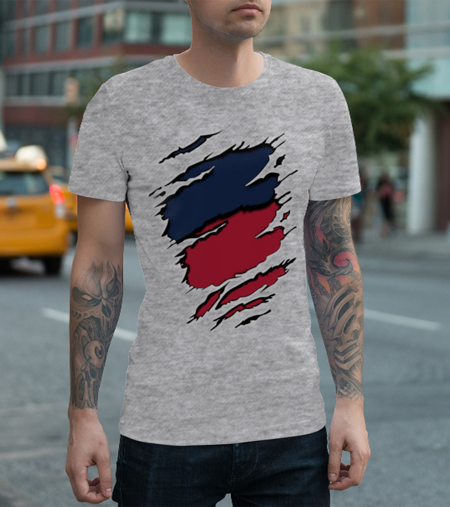 Yan Gia Blue and Red Claw Marks T-Shirt