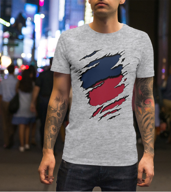 Yan Gia Blue And Red Claw Marks T-Shirt
