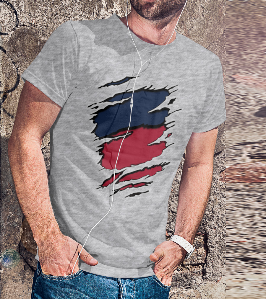 Yan Gia Blue And Red Claw Marks T-Shirt