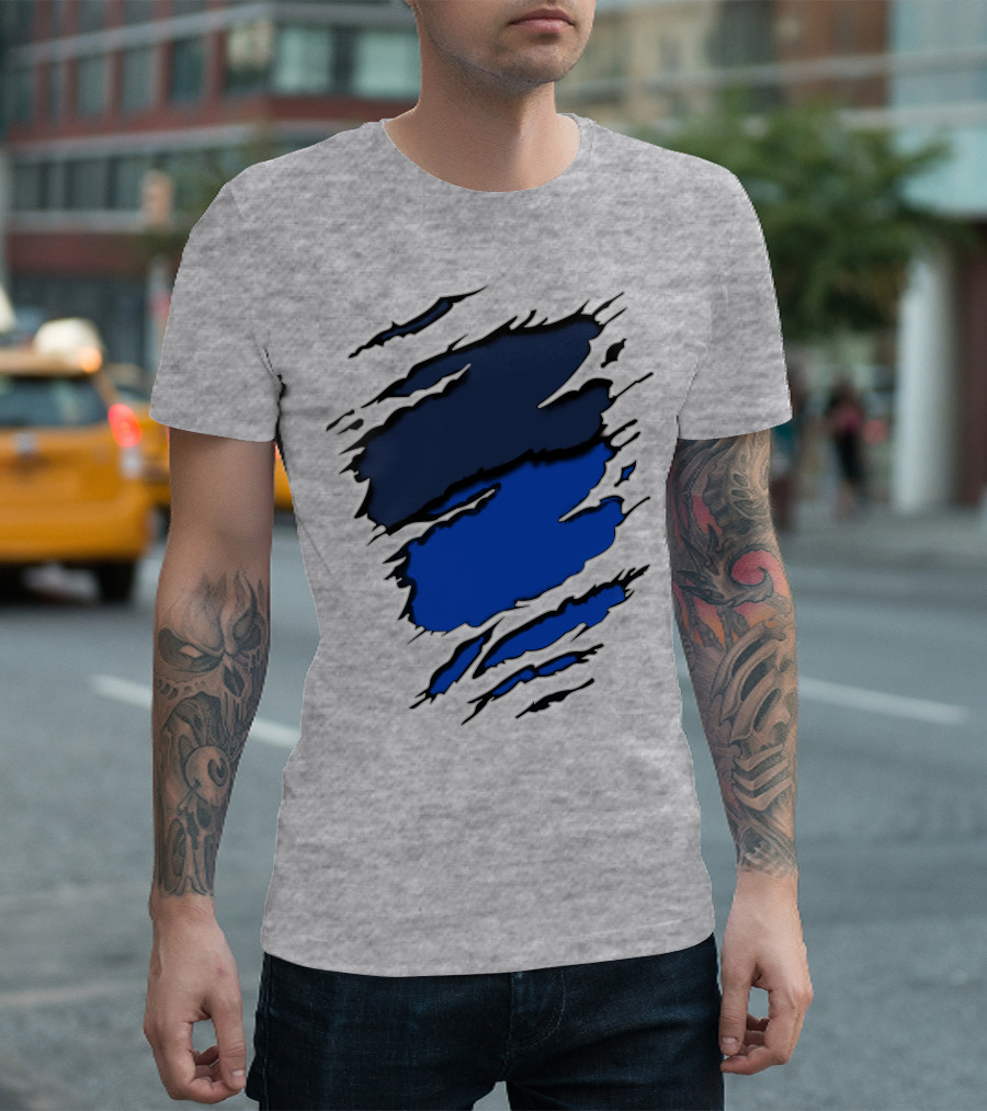 Broncos Yan Blue and Navy Claw Mark T-Shirt