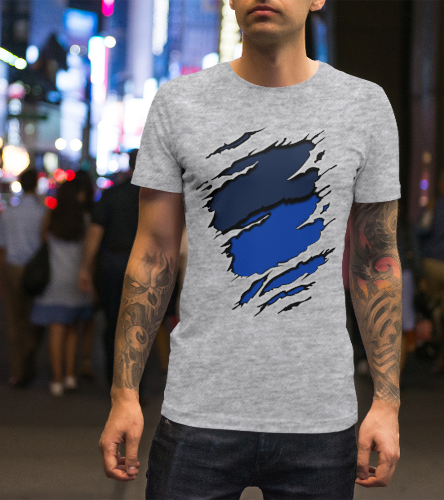 Broncos Yan Blue And Navy Claw Mark T-Shirt
