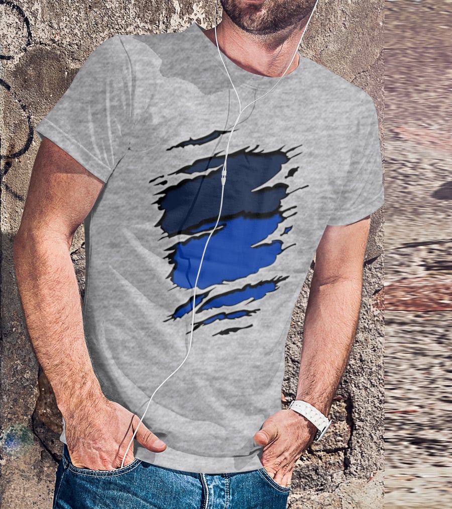 Broncos Yan Blue And Navy Claw Mark T-Shirt