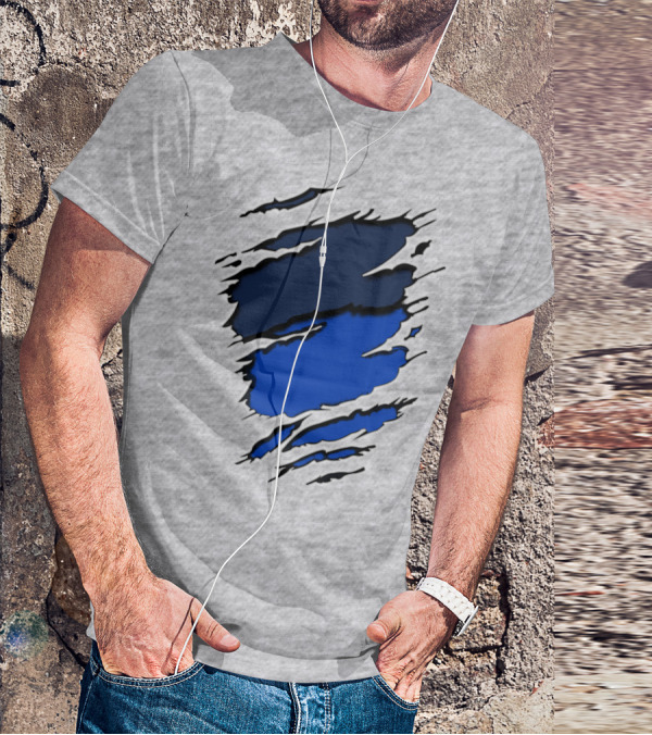 Broncos Yan Blue And Navy Claw Mark T-Shirt