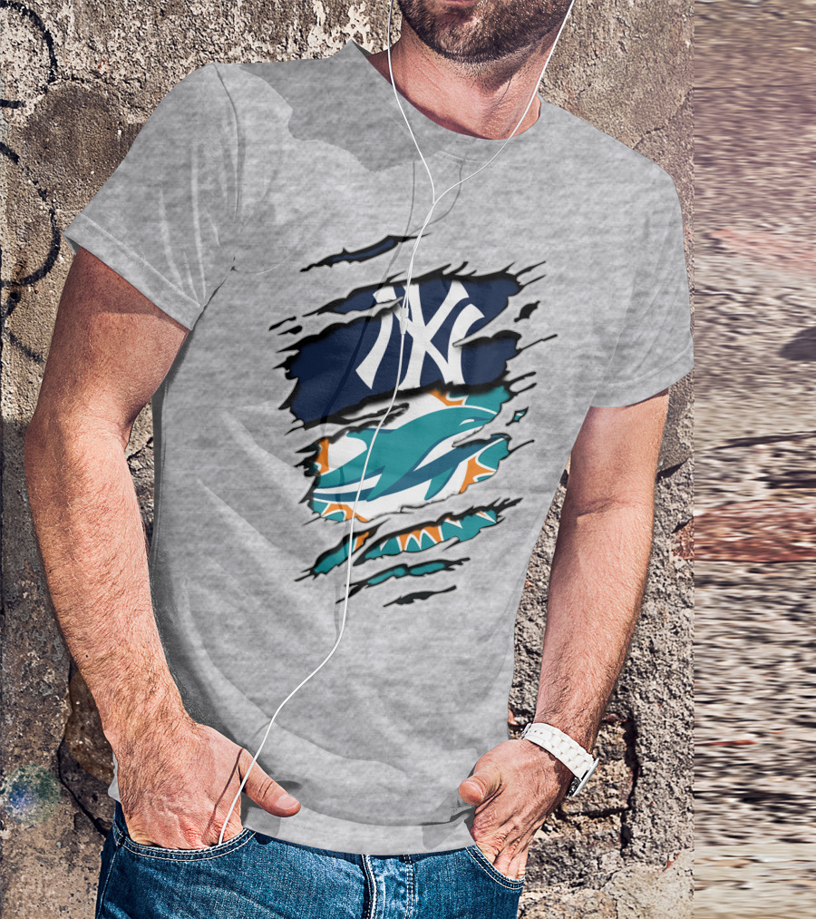 Yankees Dolphins Logo Mashup T-Shirt