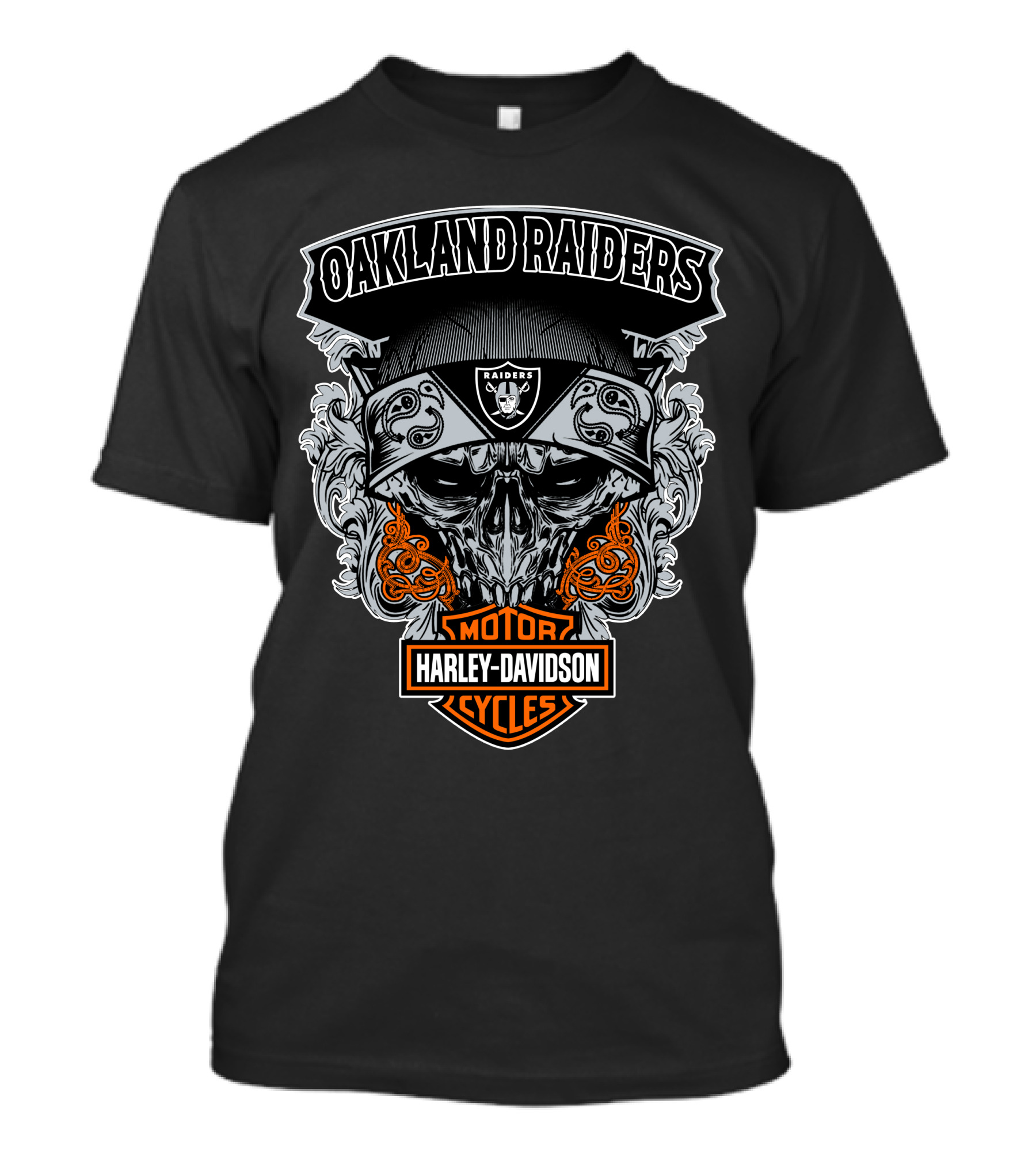 Oakland Raiders Harley Davidson Motorcycles Skull T-Shirt