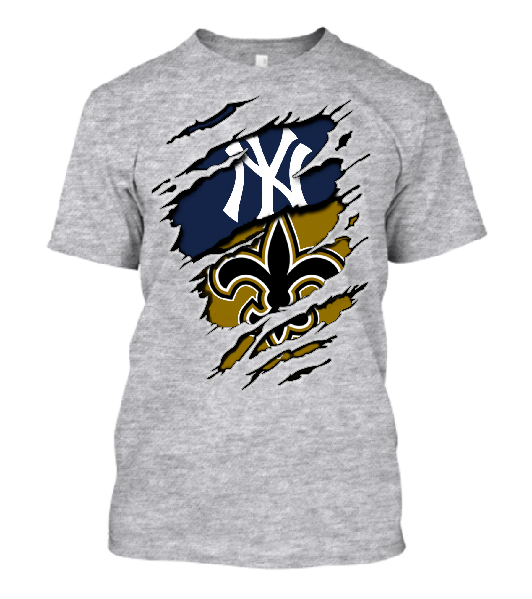 Yankees Saints Fleur-de-Lis Ripped T-Shirt