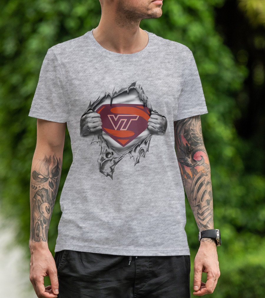 VT Hokies Superhero Logo Tear T-Shirt