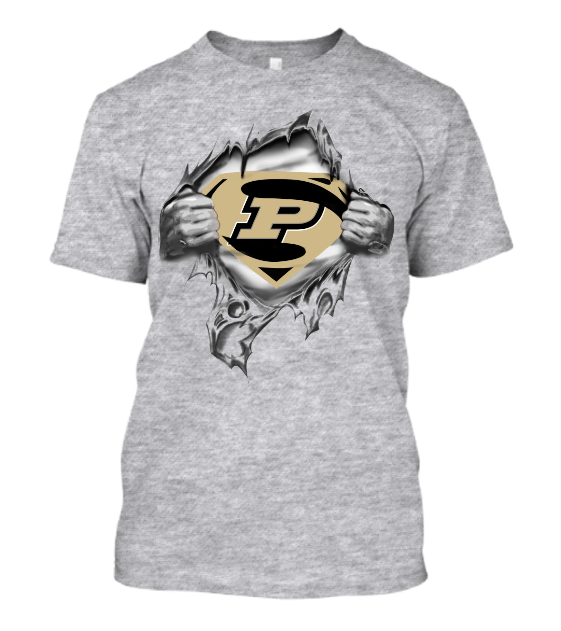 Purdue Logo Superhero Style Torn T-Shirt