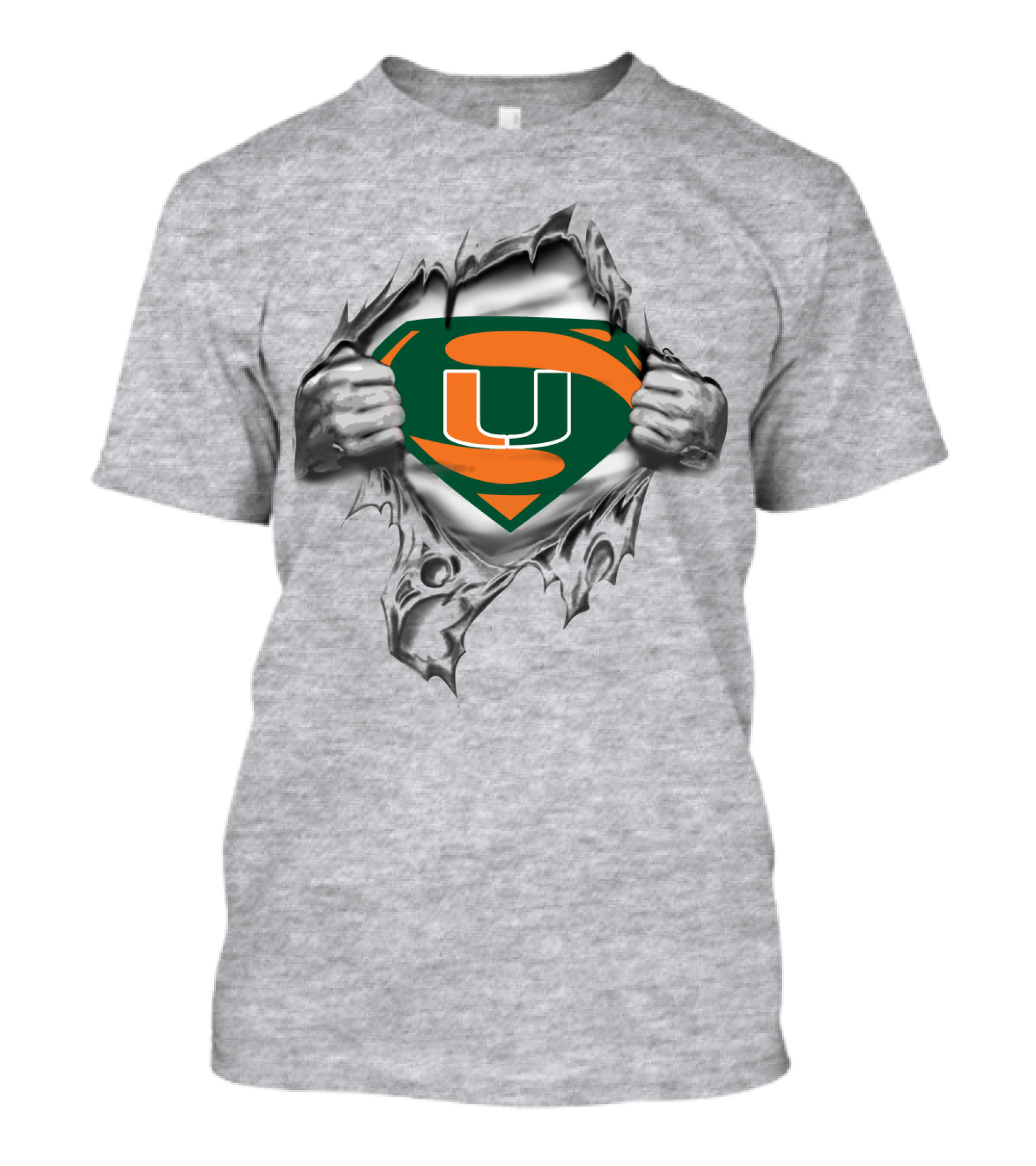 Miami Hurricanes Super U Logo Ripped Chest T-Shirt