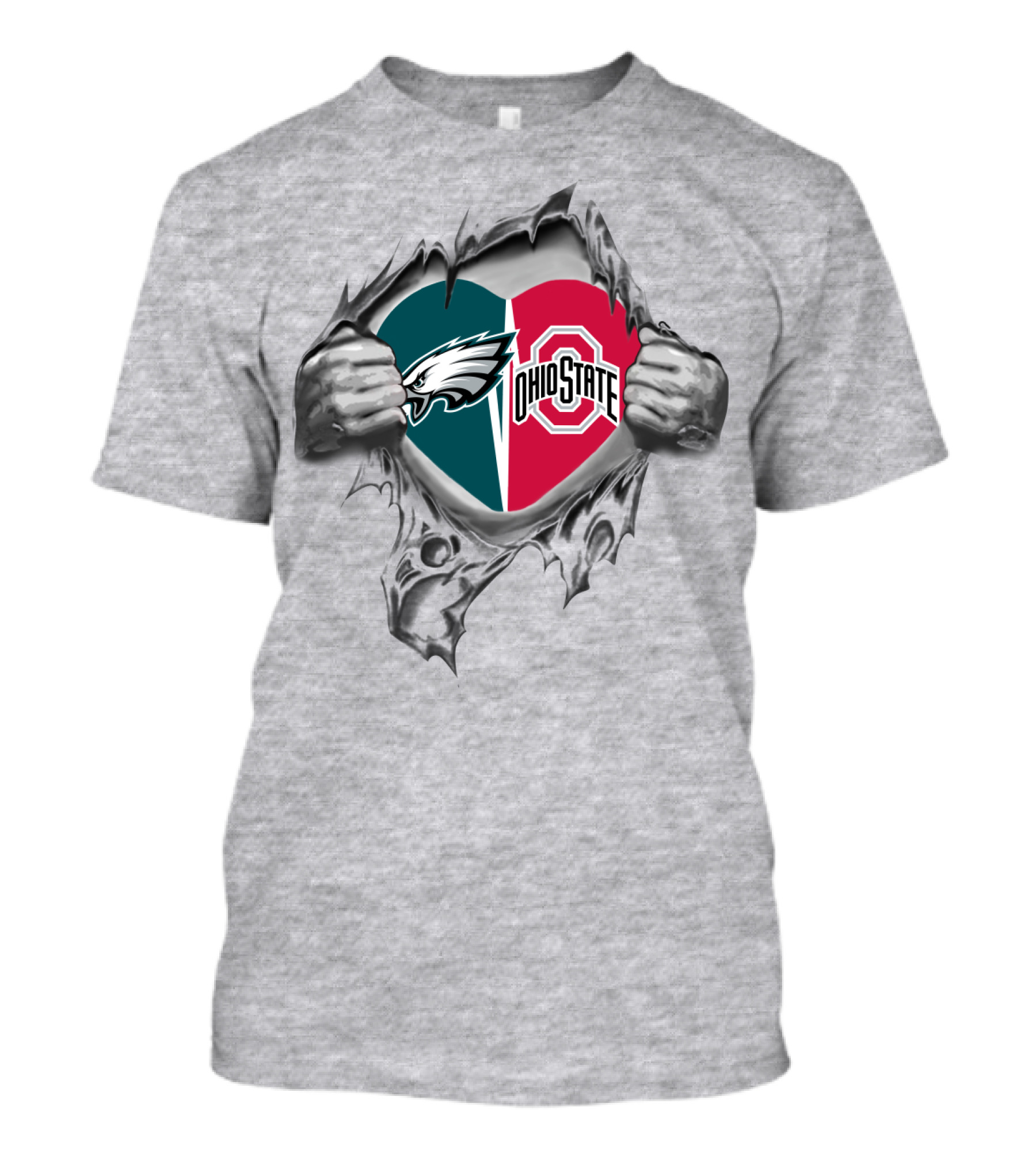 Philadelphia Eagles Ohio State Split Heart T-Shirt