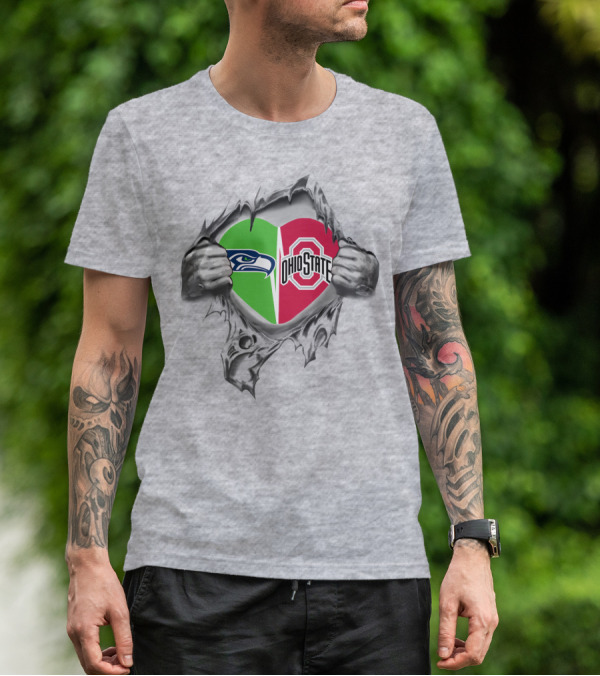 Seahawks Ohio State Heart Inside Tearing Claw T-Shirt