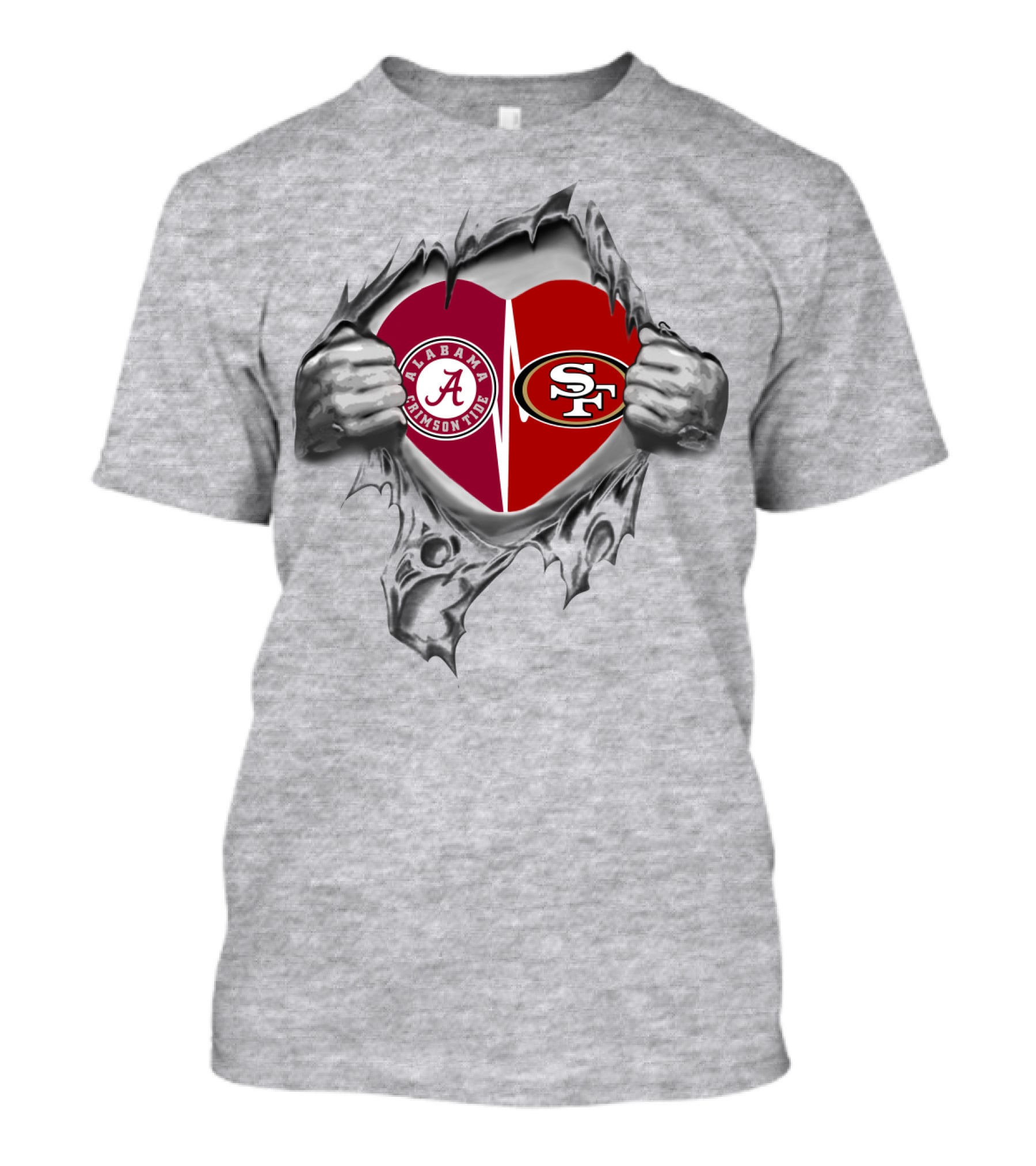 Alabama Crimson Tide And San Francisco 49ers Heart T-Shirt