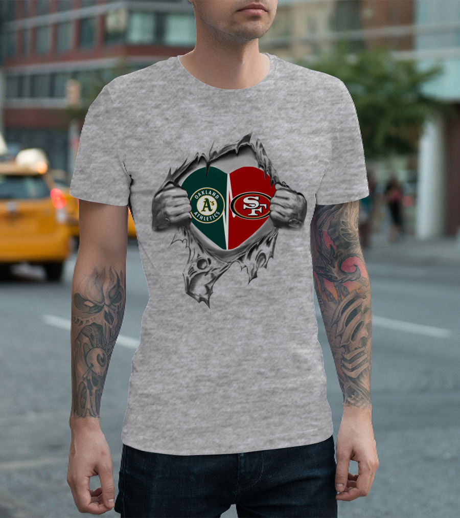 Oakland Athletics San Francisco 49Ers Heart T-Shirt