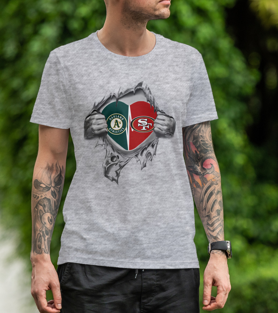 Oakland Athletics San Francisco 49Ers Heart T-Shirt