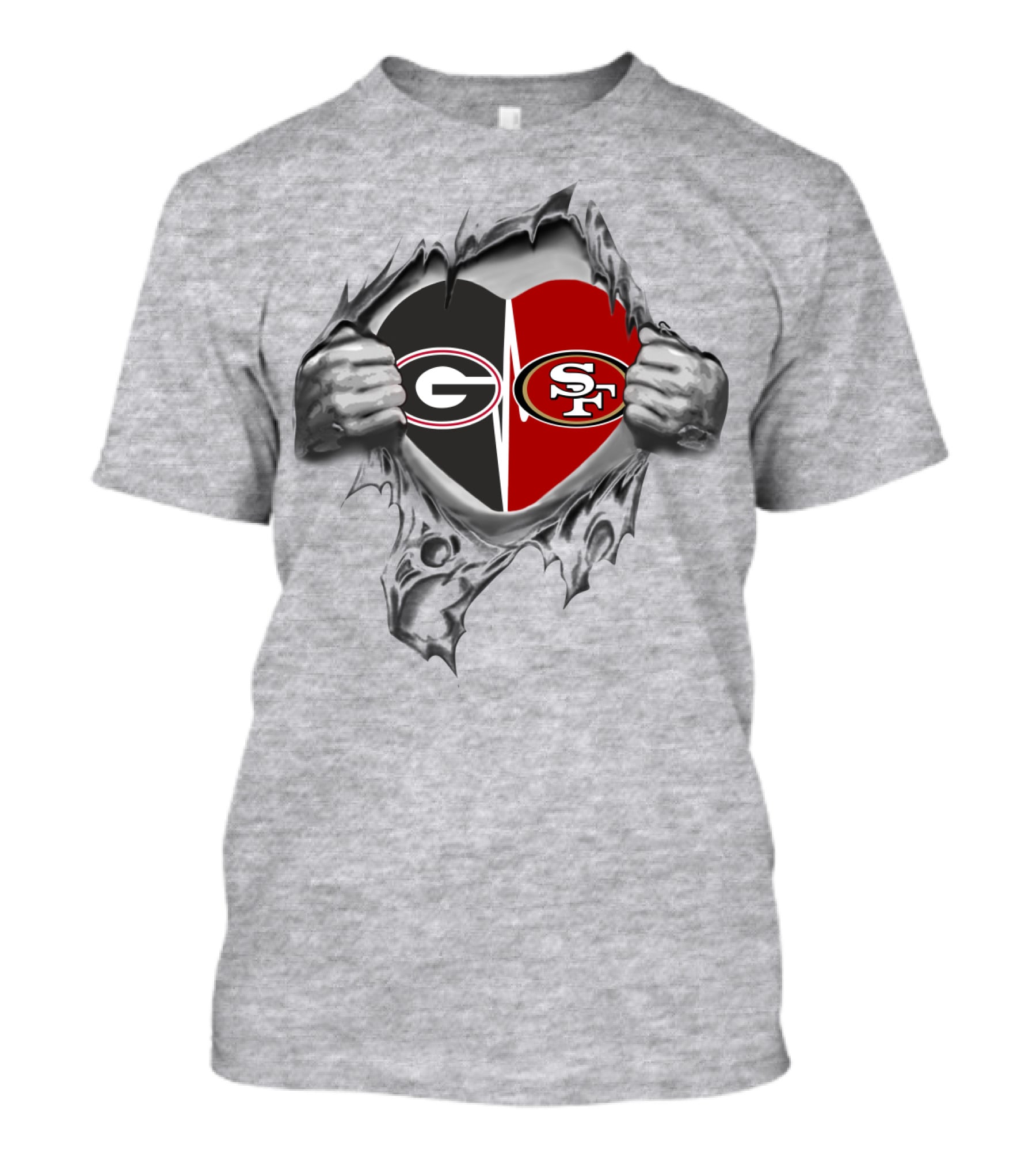 San Francisco 49ers Georgia Bulldogs Heart Logo Fusion T-Shirt