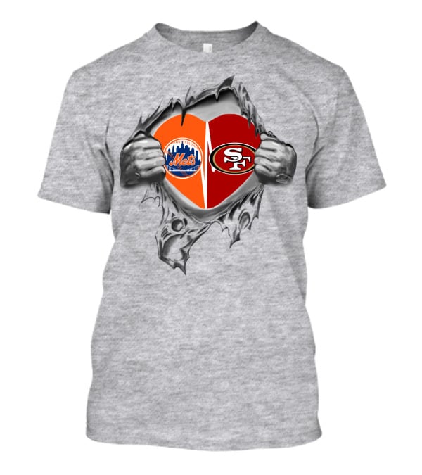 49Ers Mets Heart Logo Showing Fan Allegiance T-Shirt