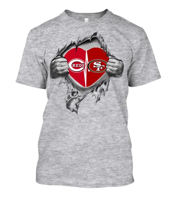 Cincinnati Reds San Francisco 49ers Heart Logo Combination T-Shirt