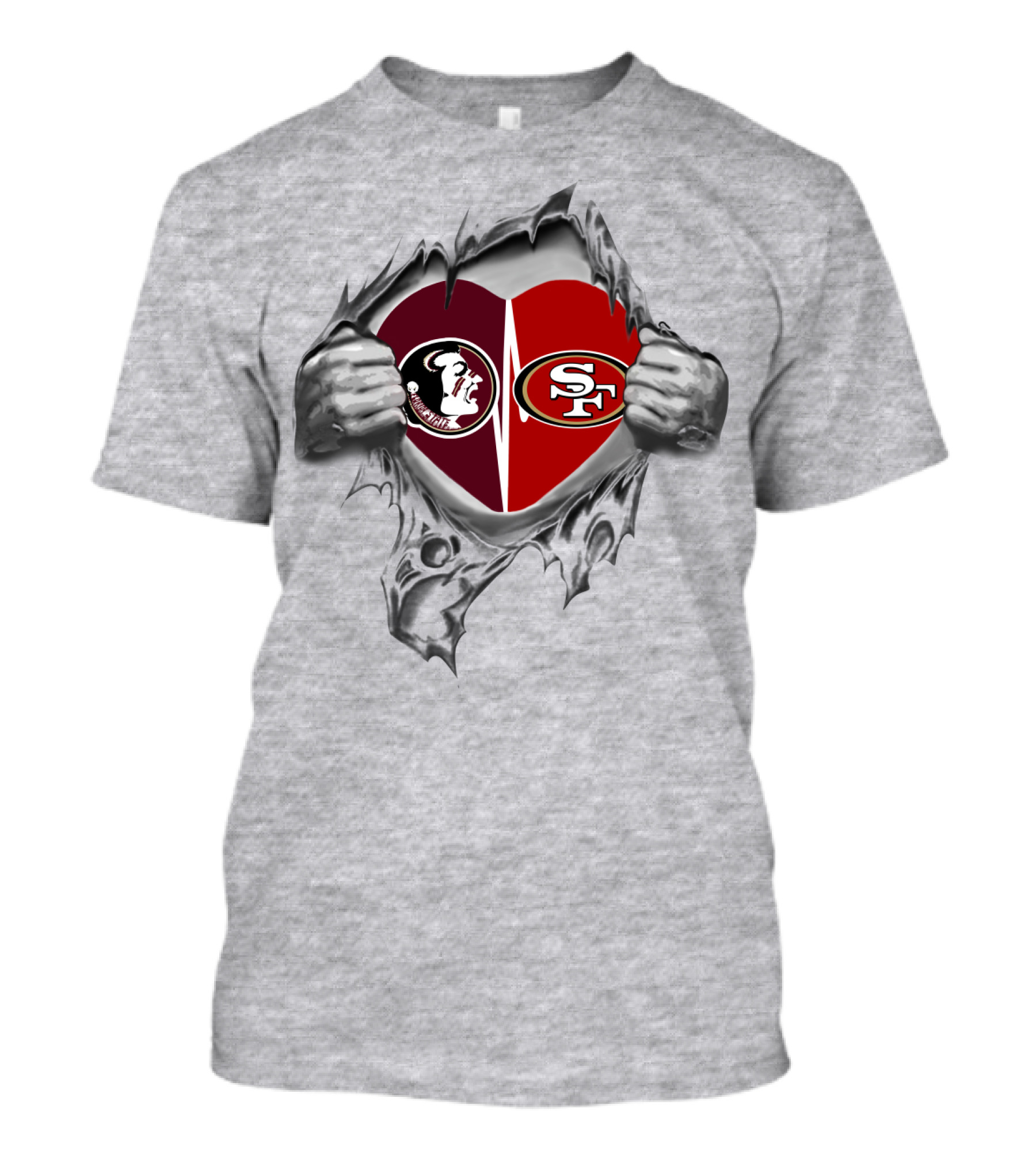 Sf 49ers And Florida State Seminoles Heart T-Shirt