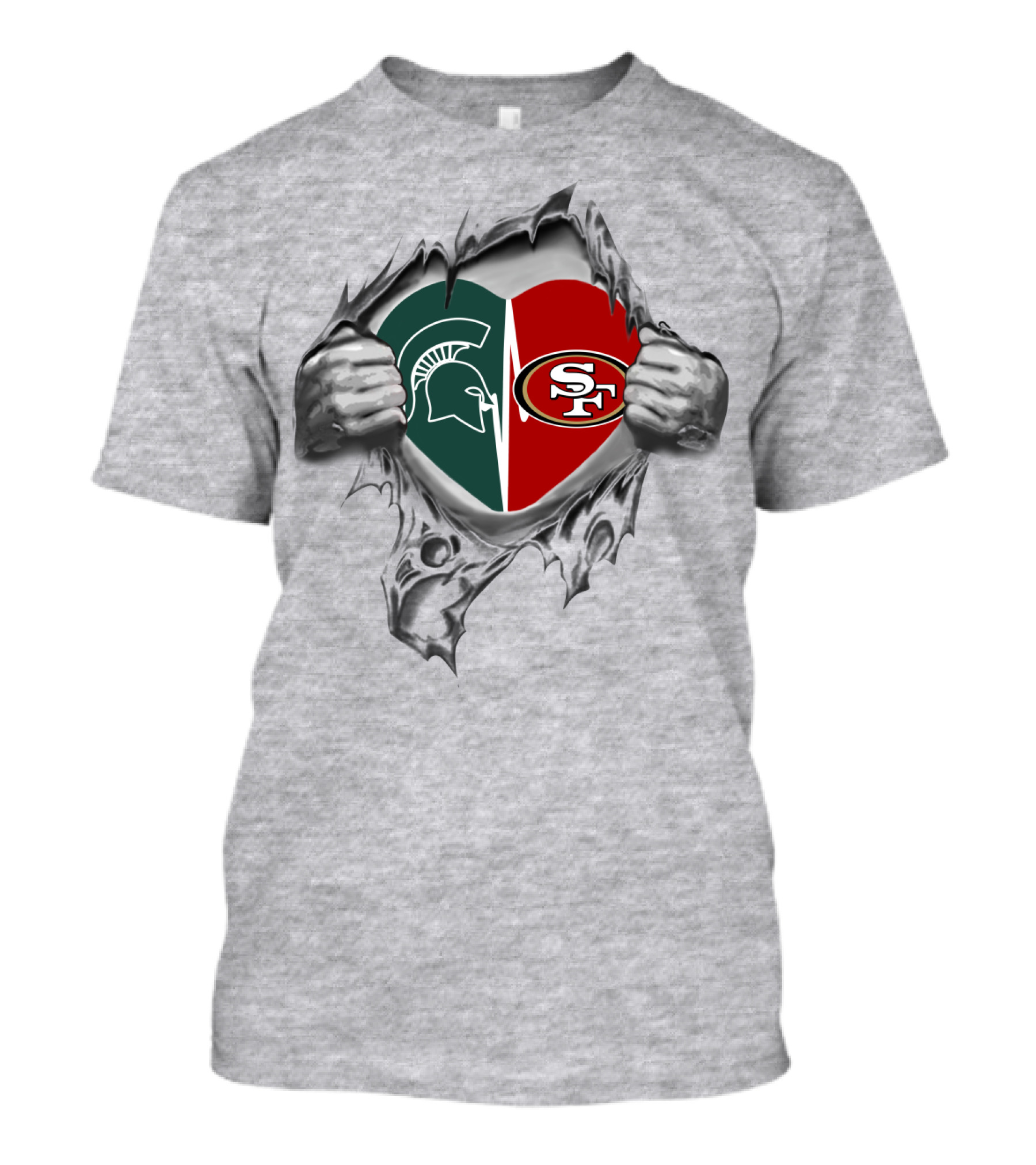 Spartan Warrior SF Football Heart Rip T-Shirt