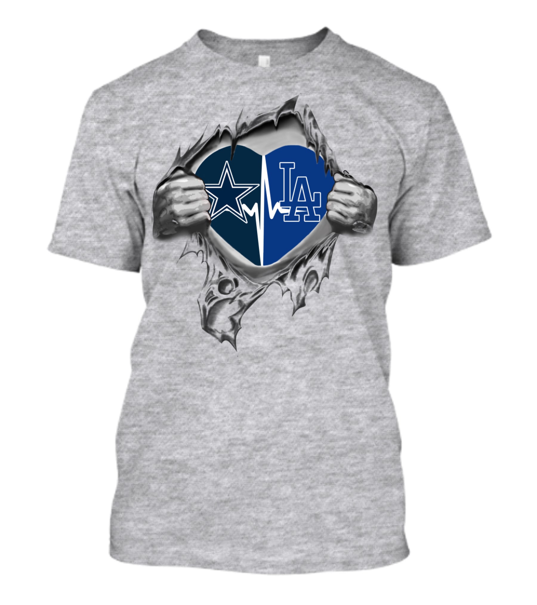 Cowboys Dodgers Heartbeat Star LA T-Shirt