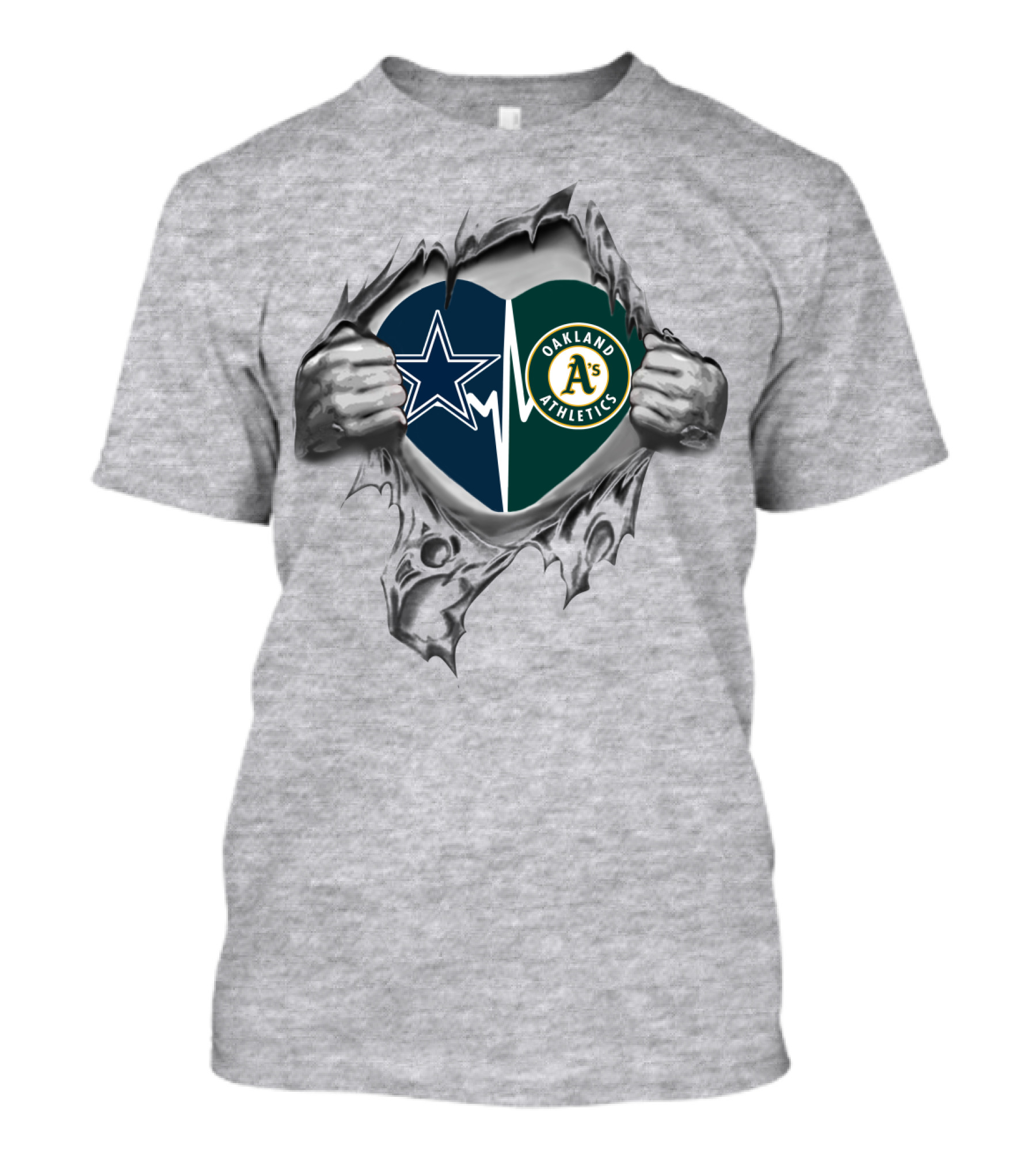 Cowboys Oakland Athletics Hearted Symbolic Tear T-Shirt