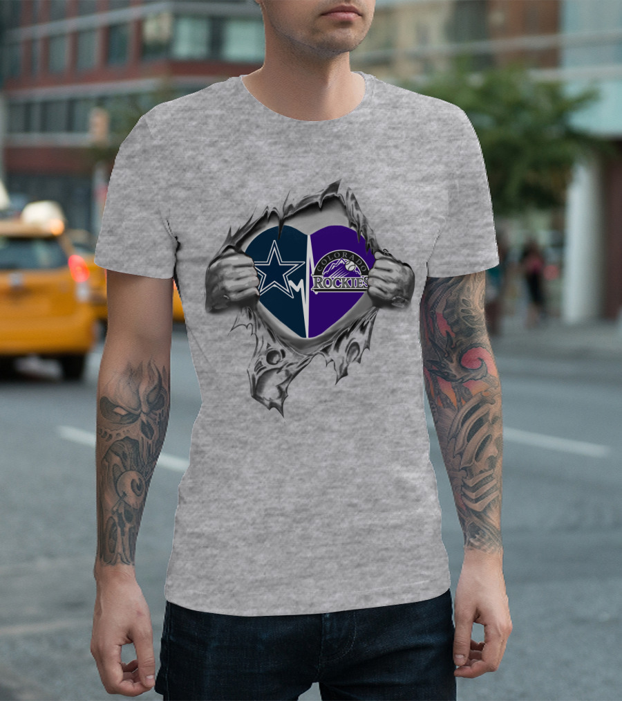Cowboys Rockies Heart with Star and Mountain T-Shirt