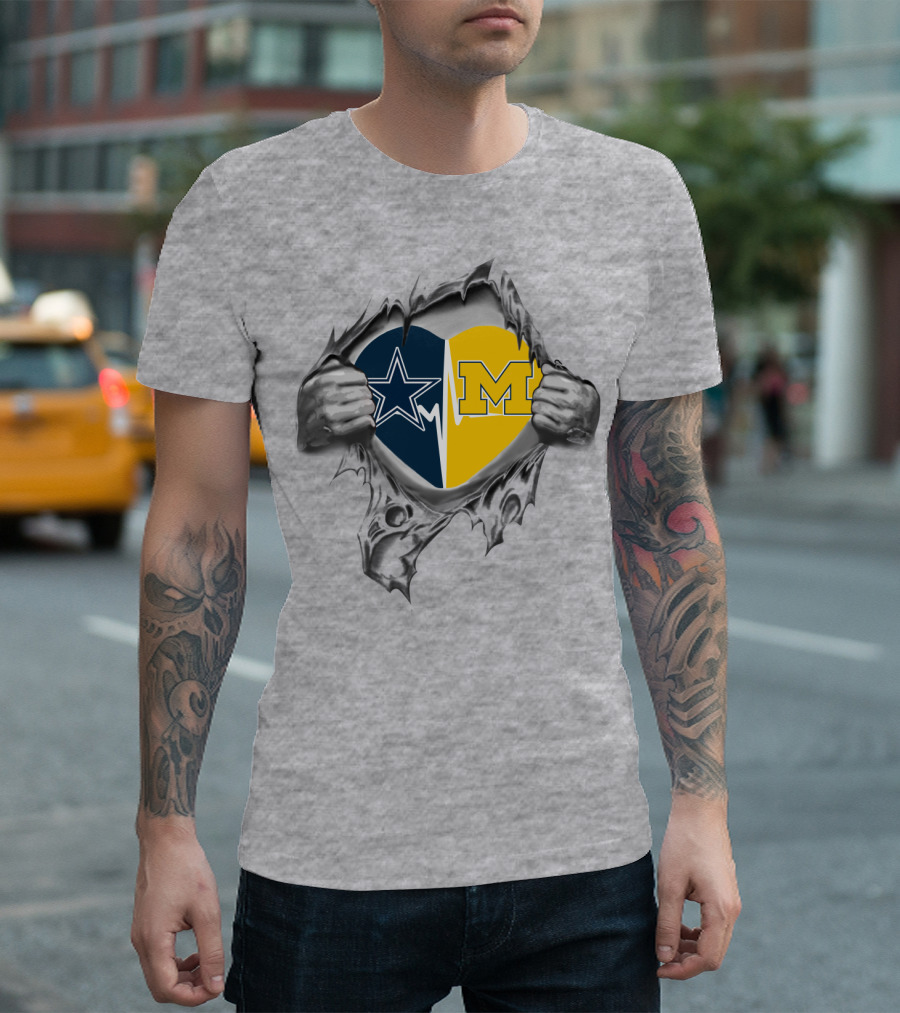 Dallas Cowboys Michigan Wolverines Heart T-Shirt