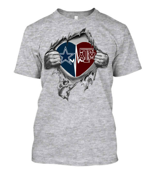 Cowboys Texas A&M Aggies Heart Split T-Shirt