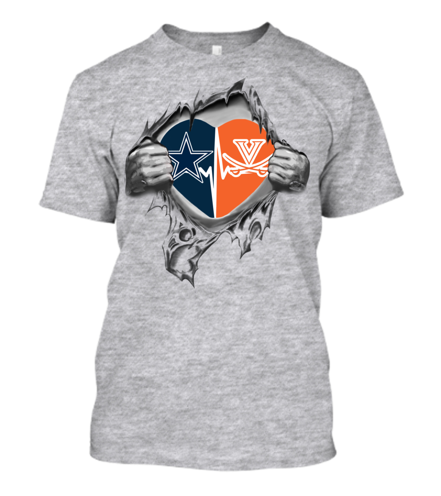 Dallas Cowboys Virginia Cavaliers Heart Star Emblem Loyalty T-Shirt