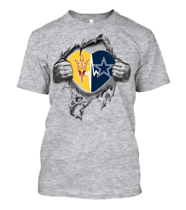 Arizona State Sun Devils And Dallas Cowboys Heart T-Shirt