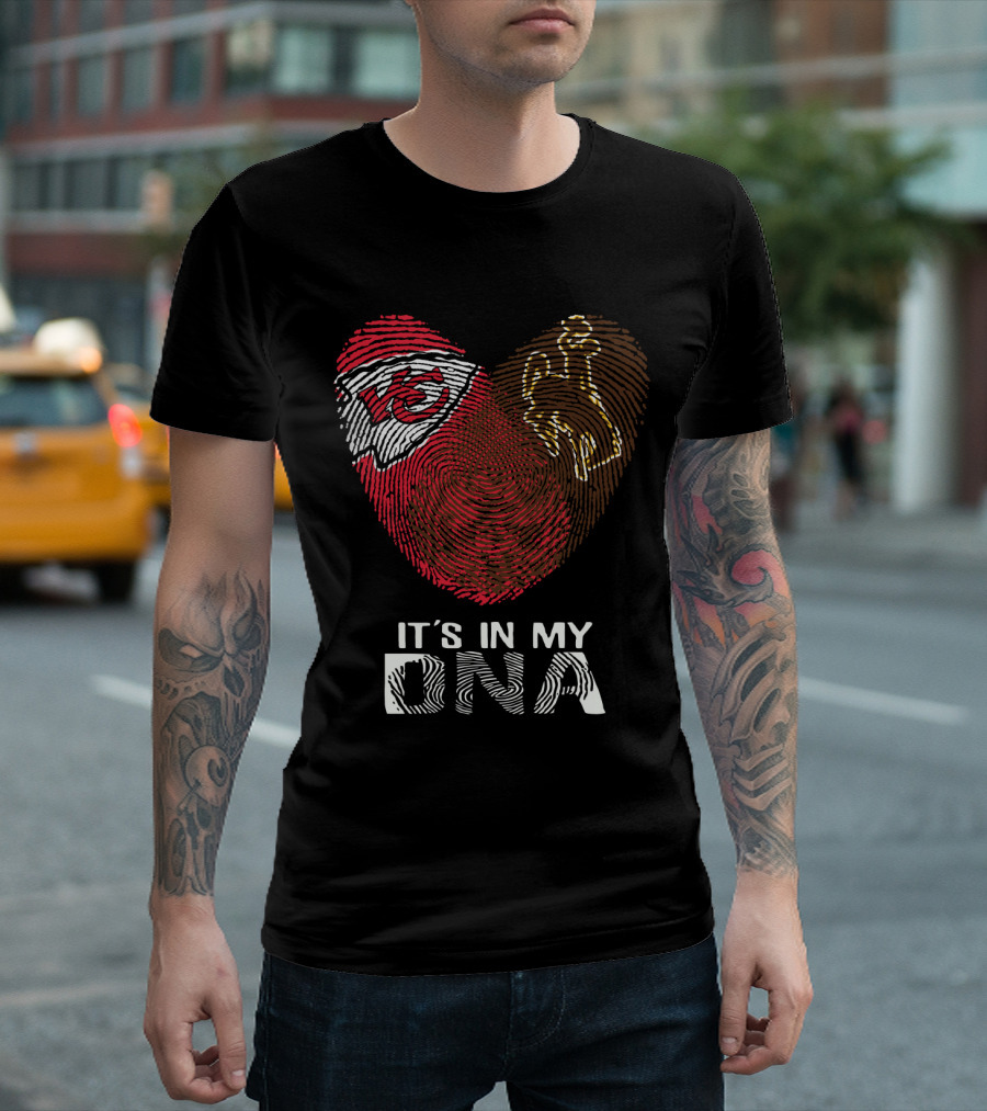 Chiefs KC Logo Wyoming Cowboys Fingerprint It’s In My DNA T-Shirt