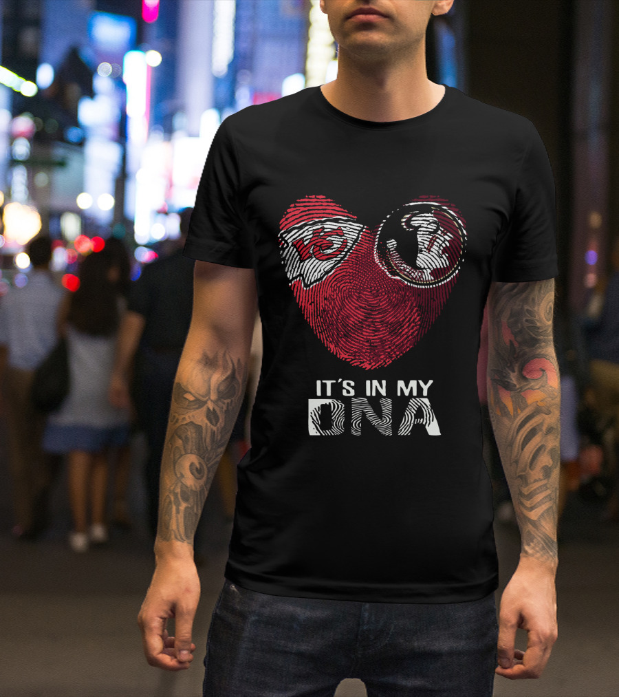 Chiefs Seminoles It's In My Dna Fingerprint Heart T-Shirt