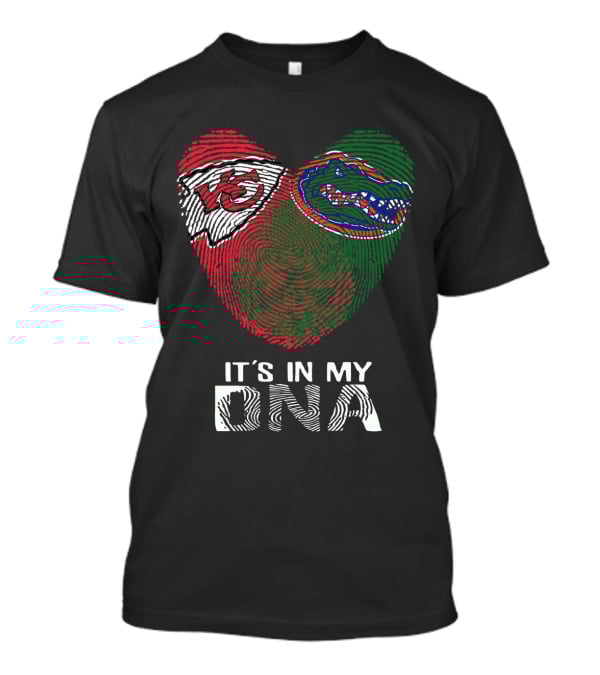 Chiefs Gators It's In My DNA Fingerprint Heart T-Shirt