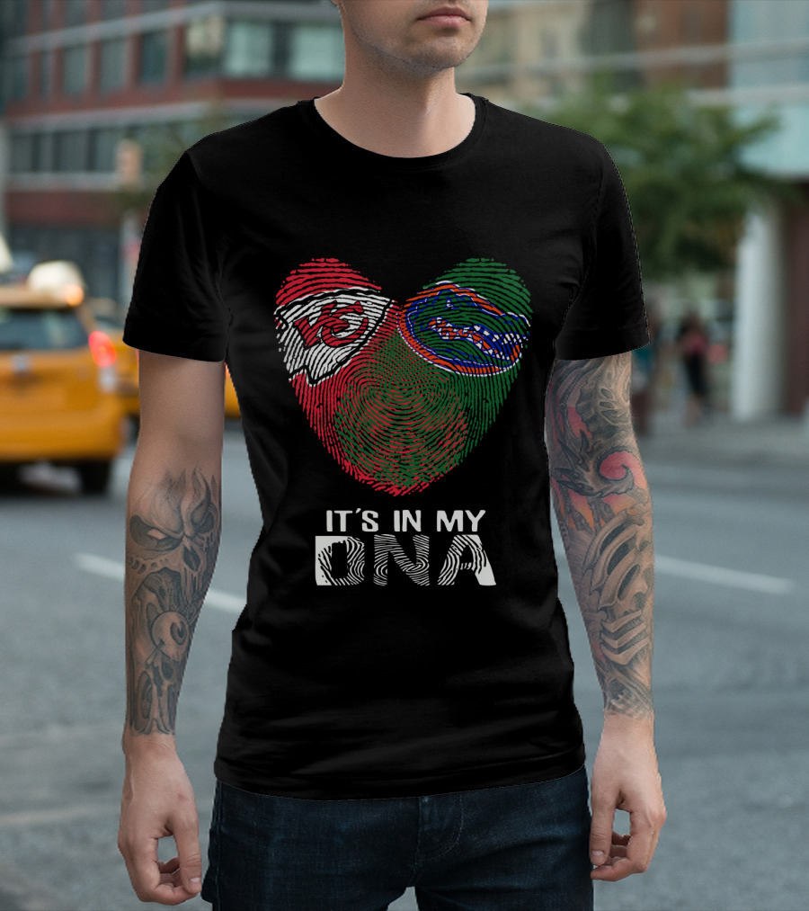 Chiefs Gators It's In My DNA Fingerprint Heart T-Shirt