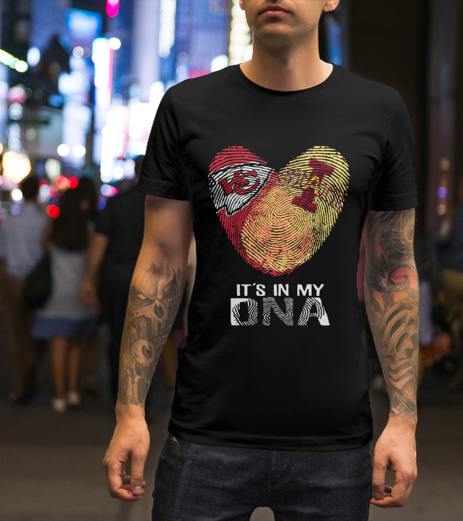 Chiefs Iowa State Fingerprint Heart It's In My Dna T-Shirt
