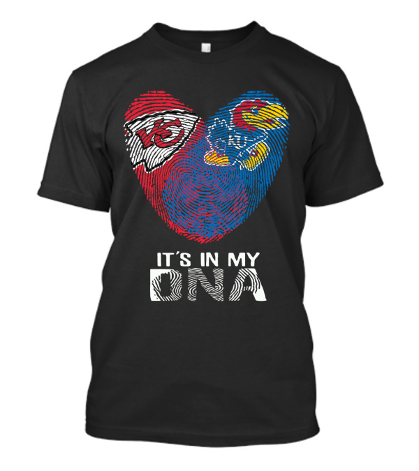Chiefs KU Jayhawks It's In My DNA Fingerprint Heart T-Shirt
