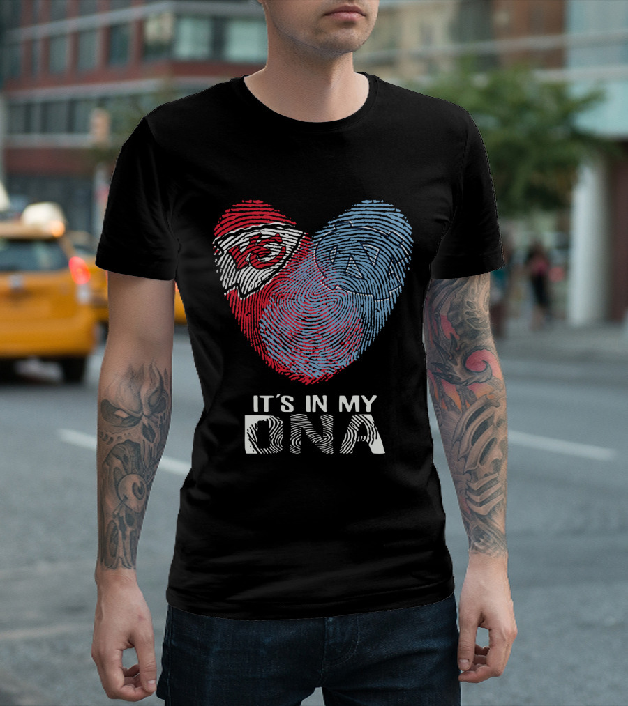 Chiefs Tar Heels It's In My DNA Heart Fingerprint T-Shirt
